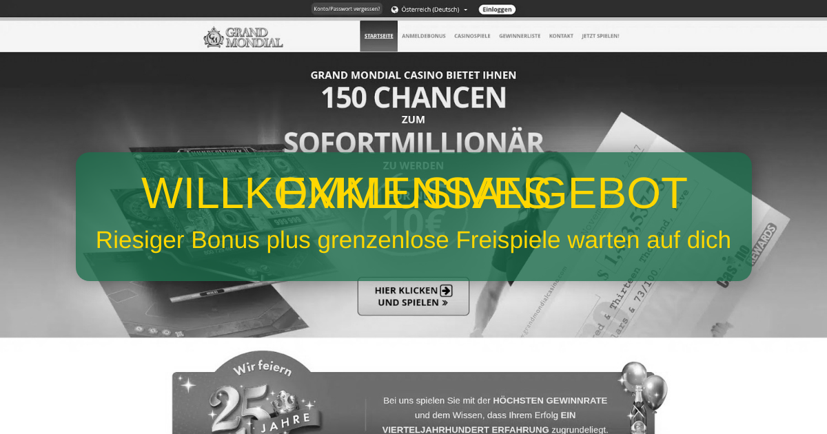 Grand Mondial Casino in Österreich: Willkommensbonus und Spielangebot